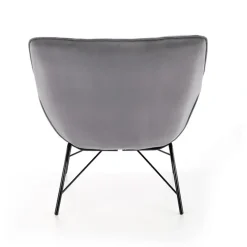 Poltrona imbottita in velluto grigio nero Indiana