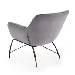 Poltrona imbottita in velluto grigio nero Indiana