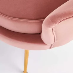 Poltrona imbottita moderna in velluto rosa antico oro Gabriella