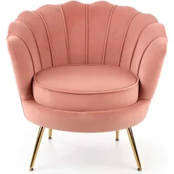 Poltrona imbottita moderna in velluto rosa antico oro Gabriella