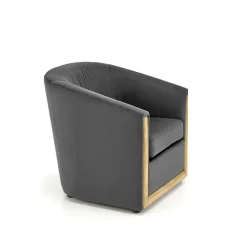 Poltrona imbottita relax in velluto grigio Simeone