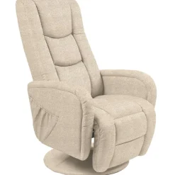 Poltrona reclinabile con funzione massaggiante imbottita in tessuto beige Lior