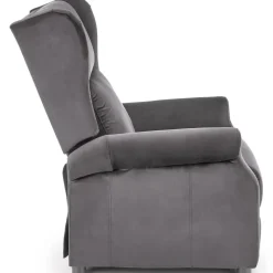 Poltrona reclinabile imbottita in velluto grigio Cassiopea