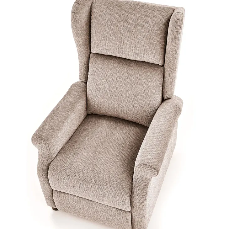 Poltrona reclinabile imbottita in tessuto beige Cassiopea