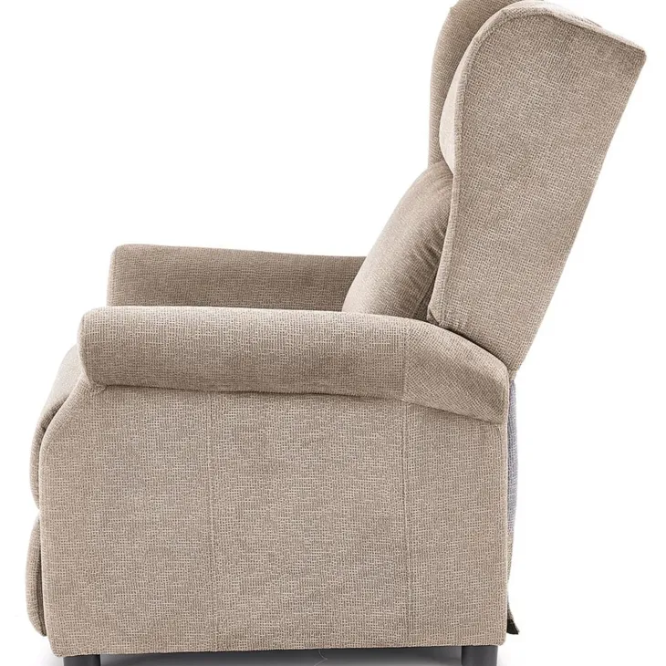 Poltrona reclinabile imbottita in tessuto beige Cassiopea