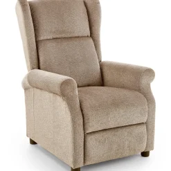 Poltrona reclinabile imbottita in tessuto beige Cassiopea