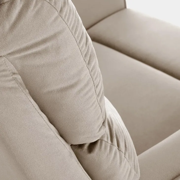 Poltrona reclinabile imbottita in tessuto beige Benuat
