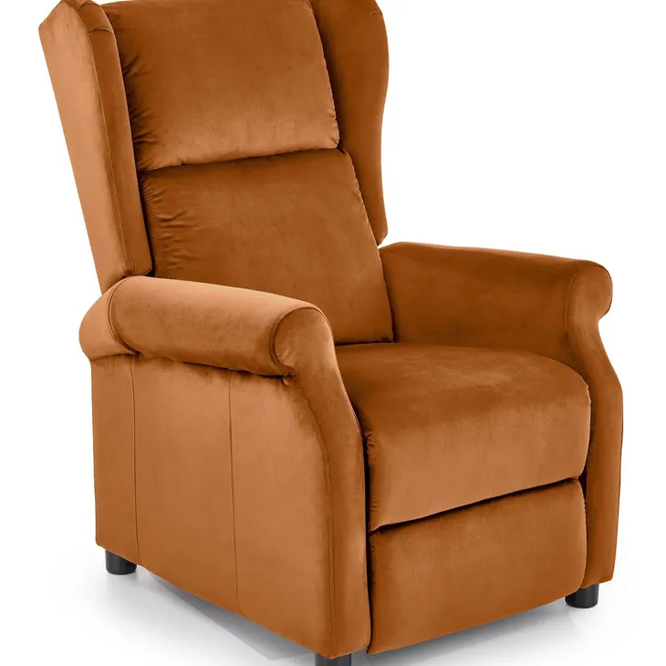 Poltrona reclinabile imbottita in velluto arancio terracotta Cassiopea