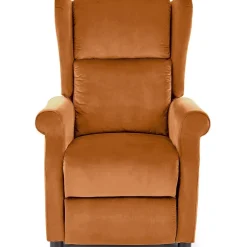 Poltrona reclinabile imbottita in velluto arancio terracotta Cassiopea