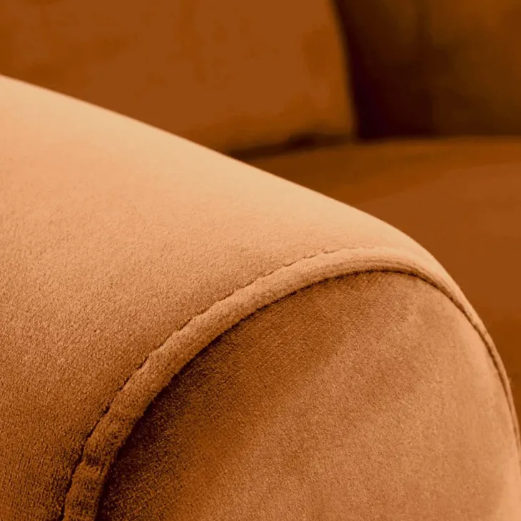 Poltrona reclinabile imbottita in velluto arancio terracotta Cassiopea