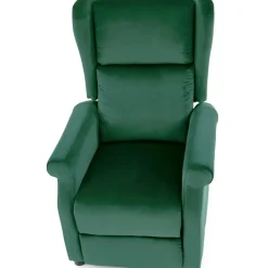 Poltrona reclinabile imbottita in velluto verde Cassiopea