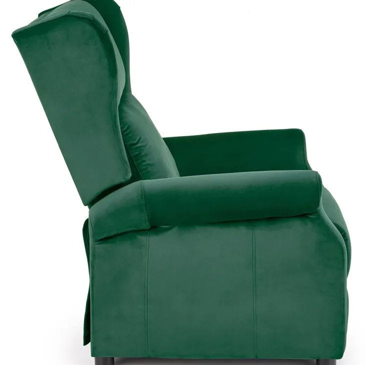 Poltrona reclinabile imbottita in velluto verde Cassiopea