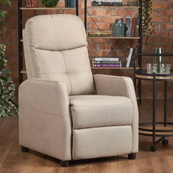 Poltrona reclinabile imbottita in tessuto beige Adele