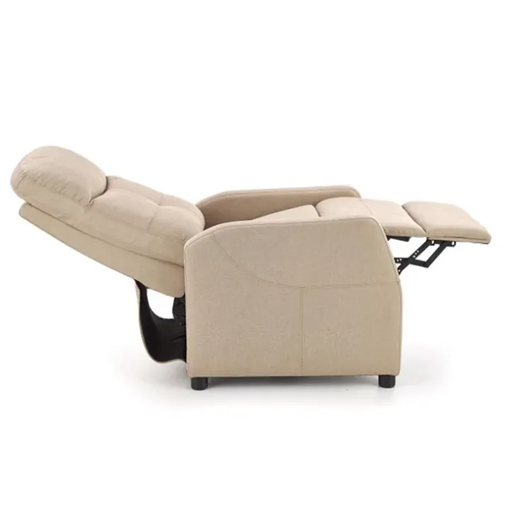 Poltrona reclinabile imbottita in tessuto beige Adele
