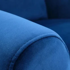 Poltrona reclinabile imbottita in velluto blu Cassiopea