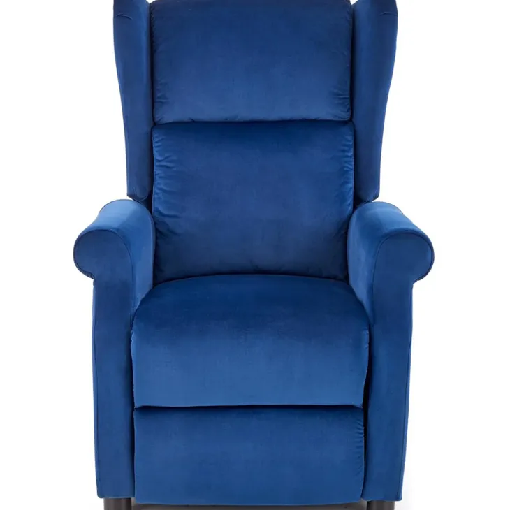 Poltrona reclinabile imbottita in velluto blu Cassiopea