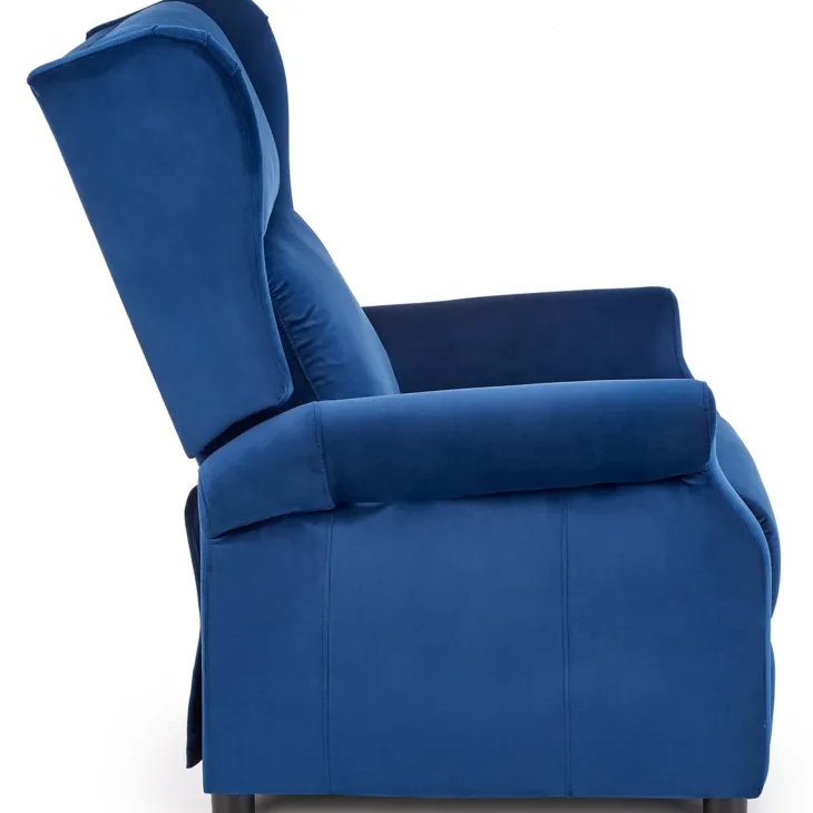Poltrona reclinabile imbottita in velluto blu Cassiopea