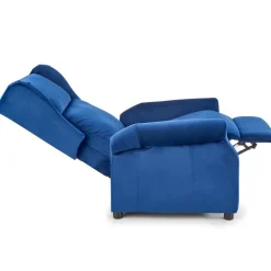 Poltrona reclinabile imbottita in velluto blu Cassiopea