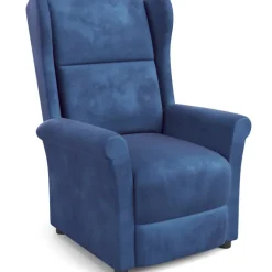Poltrona reclinabile imbottita in velluto blu Cassiopea
