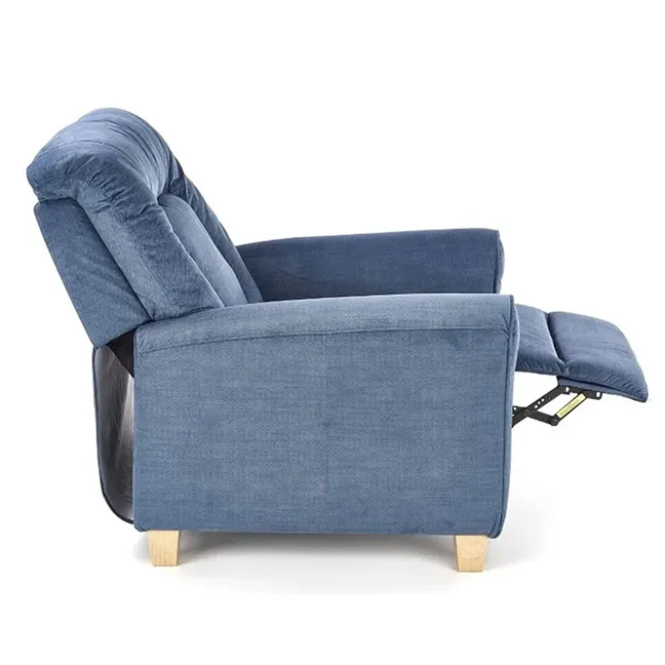 Poltrona reclinabile imbottita in tessuto blu Dorotea