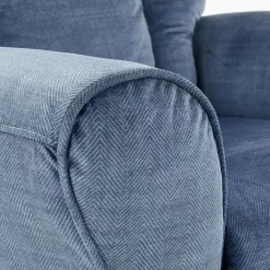 Poltrona reclinabile imbottita in tessuto blu Dorotea