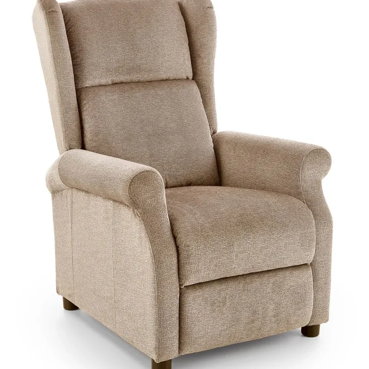 Poltrona reclinabile massaggiante imbottita in tessuto beige Elion