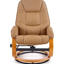 Poltrona reclinabile massaggiante e riscaldabile con poggiapiedi ecopelle beige Sillon