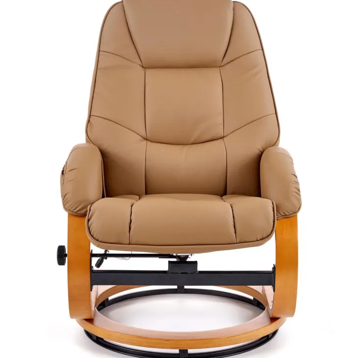 Poltrona reclinabile massaggiante e riscaldabile con poggiapiedi ecopelle beige Sillon