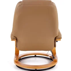 Poltrona reclinabile massaggiante e riscaldabile con poggiapiedi ecopelle beige Sillon
