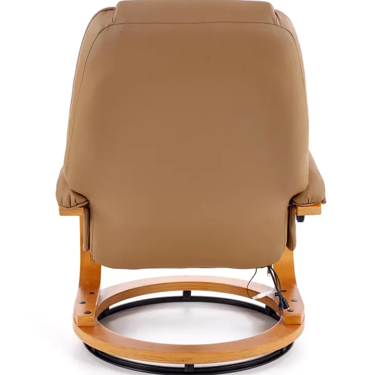 Poltrona reclinabile massaggiante e riscaldabile con poggiapiedi ecopelle beige Sillon