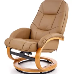 Poltrona reclinabile massaggiante e riscaldabile con poggiapiedi ecopelle beige Sillon