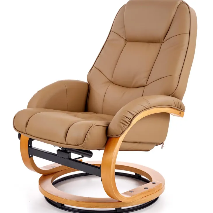 Poltrona reclinabile massaggiante e riscaldabile con poggiapiedi ecopelle beige Sillon