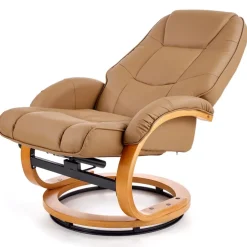 Poltrona reclinabile massaggiante e riscaldabile con poggiapiedi ecopelle beige Sillon