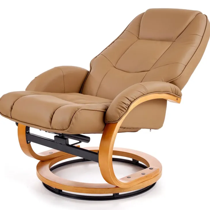 Poltrona reclinabile massaggiante e riscaldabile con poggiapiedi ecopelle beige Sillon
