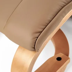 Poltrona reclinabile massaggiante e riscaldabile con poggiapiedi ecopelle beige Sillon