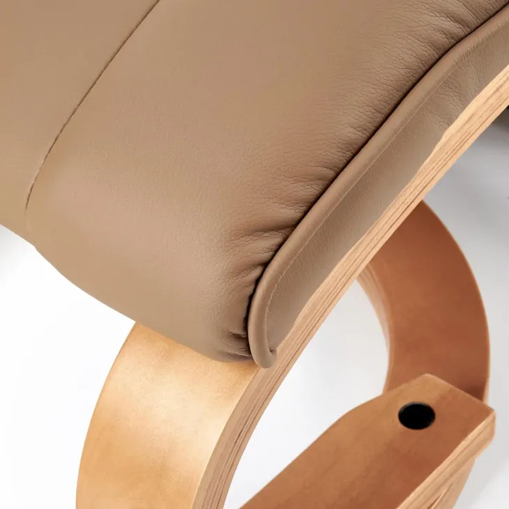 Poltrona reclinabile massaggiante e riscaldabile con poggiapiedi ecopelle beige Sillon