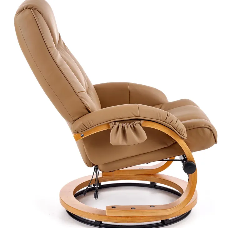 Poltrona reclinabile massaggiante e riscaldabile con poggiapiedi ecopelle beige Sillon