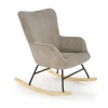 Poltrona relax a dondolo legno velluto grigio Calmont