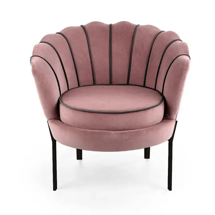 Poltrona relax design moderno in velluto rosa nero Pegasus