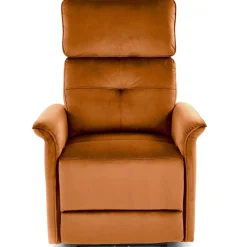 Poltrona relax reclinabile elettrica con presa USB in velluto arancio terracotta Fatia
