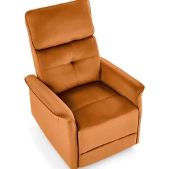 Poltrona relax reclinabile elettrica con presa USB in velluto arancio terracotta Fatia