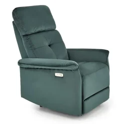 Poltrona relax reclinabile elettrica con presa USB in velluto verde Fatia
