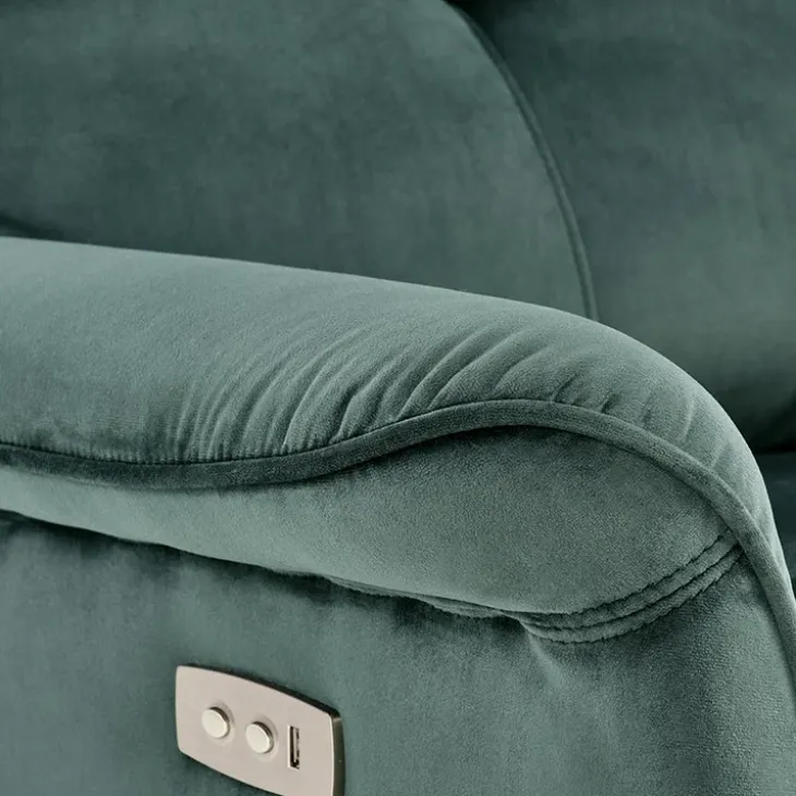 Poltrona relax reclinabile elettrica con presa USB in velluto verde Fatia
