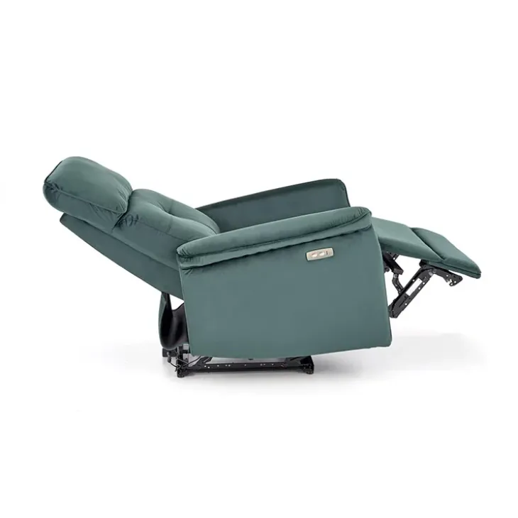 Poltrona relax reclinabile elettrica con presa USB in velluto verde Fatia