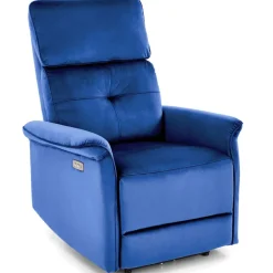 Poltrona relax reclinabile elettrica con presa USB in velluto blu Fatia
