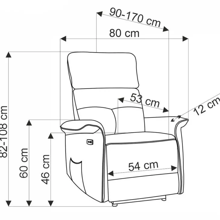 Poltrona relax reclinabile elettrica con presa USB in velluto blu Fatia