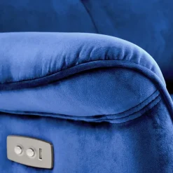 Poltrona relax reclinabile elettrica con presa USB in velluto blu Fatia