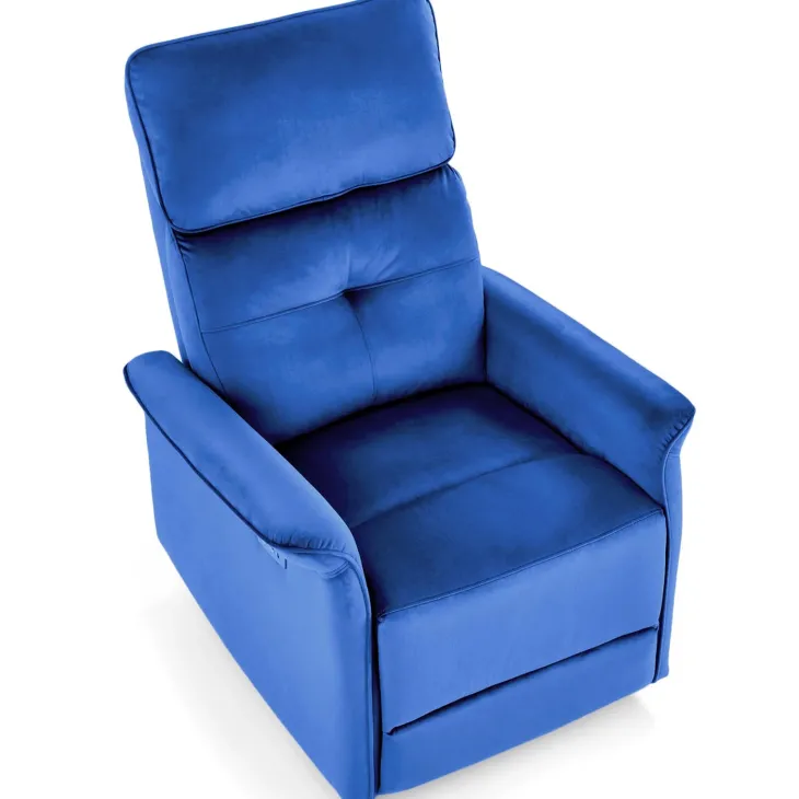 Poltrona relax reclinabile elettrica con presa USB in velluto blu Fatia