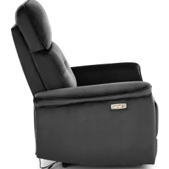 Poltrona relax reclinabile elettrica con presa USB in velluto nero Fatia