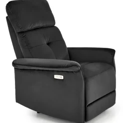 Poltrona relax reclinabile elettrica con presa USB in velluto nero Fatia